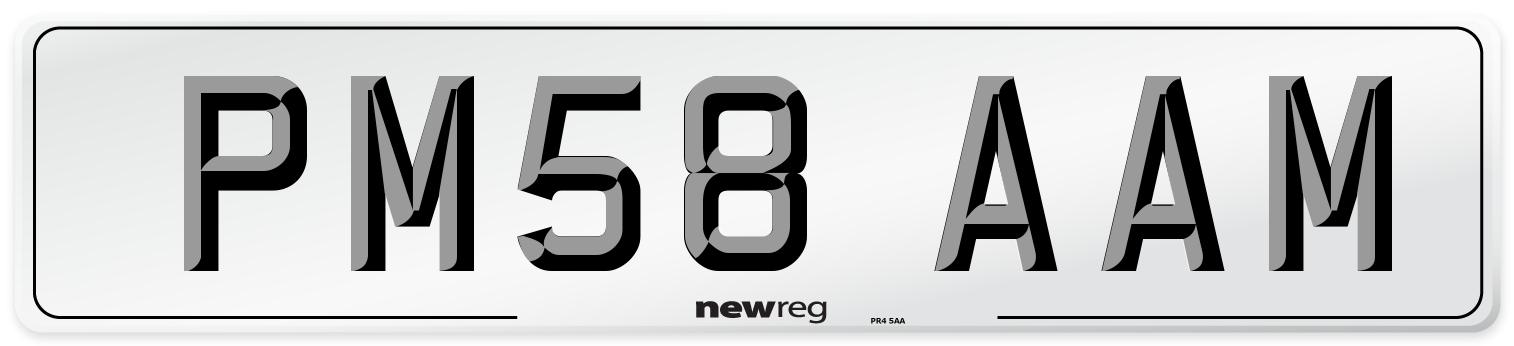 PM58 AAM Number Plate from New Reg